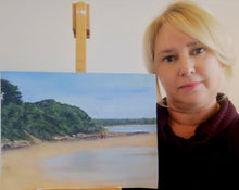 Load image into Gallery viewer, Jeanette McCracken Original Seascape Oil Painting Walk on the Beach at Torque
