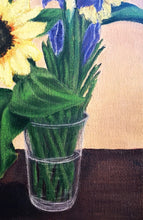 Load image into Gallery viewer, Jeanette McCracken original Sunflowers in glass vase
